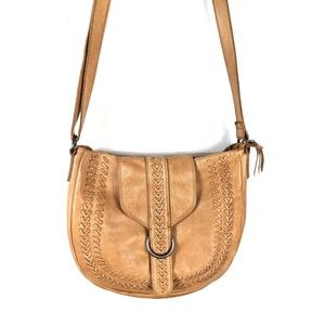 Latico Leather Crossbody Shoulder Bag Beige Large Boho